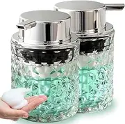 MALACHI Foaming Soap Dispenser, Foam Hand Soap Dispenser,Refillable Clear Glass foaming Hand Soap Dispenser with Large Pump (Light Clear-2ps), PFR-01