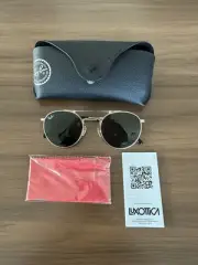 Ray Ban RB 8147 Titanium Round Gold Plated 91358 New With Case Authentic 50/21
