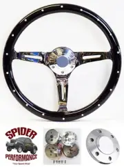 1978-1991 Ford Econoline wood steering wheel 14" BLACK WIDOW (for: Ford)