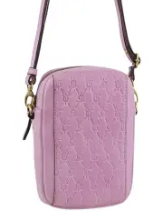 [PIERRE CARDIN] Leather Textured Design Phone Bag in Pink