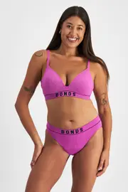 [Bonds] Bonds Women's Bloody Comfy™ Period Retro Rib Hi Bikini Moderate in Sequin Size: 8, Moisture-Wicking 8 Sequin