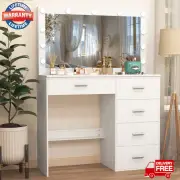 Morden Dressing Table Furniture Desk with 11 Led light Dimmer 3 Mode 5 Drawer AU
