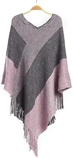[XENITE] Plus Size Womens Cashmere Warm Cape Poncho Irregular Tassel Shawl Coat Women Turtleneck Pullover Sweater Cloak