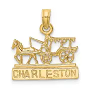 14k Yellow Gold CHARLESTON Horse and Cart Charm