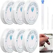 Elastic String for Bracelets, Bracelet String, 6 Rolls Premium Elastic Cord and 2 Pcs Open Beading Needle, Jewellery Elastic, Bracelet Making Kit, Perfect for DIY Jewelry and Beads Making!