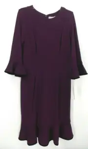 NWT Nanette Lepore Size 8 Moody Treasures Dress Plum Black Velvet Bell Sleeves