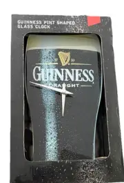 Guinness Draught Beer Pint Shaped Glass Wall Clock 12”St Patrick’s Day Bar Pub