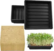 6 Set Microgreens Growing Mat Trays 10″×10″ Jute Fiber Hydroponic Seed Starters