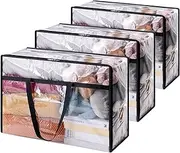 [Lifewit] 3 Pack Clear Clothes Storage Bags, 60L Plastic Blanket Storage Bags, Vinyl Foldable Moving Bags with Zipper, Closet Organizers and Storage Containers for Bedding, Duvet, Comforter