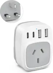Yundian UK Travel Adapter,AU to UK Travel Plug with 2 USB C Ports and 2 USB A Fa