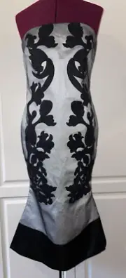 BNWT TALULAH Shining Bright Midi Dress White And Black Size S RRP $289 Sample