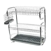 Smartlink 3 Tier Dish Drying Rack Tray Plate Bowl Cup Drainer Cutlery Holder Organizer