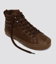Women's Therma Hooks Brown Pebbled Leather High Top Sneakers | OCA Therma