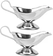 CONGARTENO 2Pcs Stainless Steel Sauce Pitcher Creamer and Gravy Boat for Serving Dressings Milk and Syrups Lightweight Unique Design for Catering and Restaurant Use