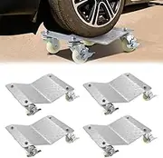 PORIYA 4Pcs Car Dolly Wheel Tire Moving Skate,3 Ton (6600lbs) Heavy Duty Vehicle Positioning,Auto Repair Tool with 4 Casters (Silver)