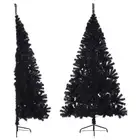 Artificial Black Half Christmas Tree 240cm with Stand PVC Decor Holiday Home