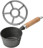 HAKIDZEL Mini Cast Iron Omelette Pan Non-Stick for Cooking Portable Egg Frying Pan with Wooden Handle Perfect for Camping
