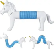 Pop Tubes Spring Stress Relief and Anxiety Reduce Spring Toy Sensory Development Antistress Animal Toys DIY Sensory Stretch Toys for Kids Adults Gift tr(Unicorn White -OPP Bag)
