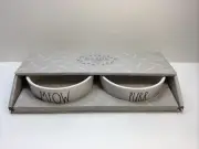 Rae Dunn Artisan Collection “Meow” “Purr” Motto 4" Pet Cat Bowls NIB