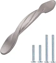 Amazon Basics Twisted Cabinet Handle, 4.5-inch Length (3-inch Hole Center), Satin Nickel, 10-Pack