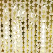 Star Tinsel Foil Fringe Curtain - Gold