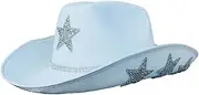 [Tadill] White Cowgirl Hat, Women's Sequin Star Cowboy Hats, Cowboy Costume Accessories for Adults, And Play Dress Up