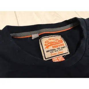 Superdry 極度乾燥 Vintage 經典刺繡短袖棉Tee Orange Label 橘標 小字logo 深藍XL