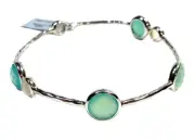 NWT TGGC Sterling Bracelet India Mint Green Chalcedony Rock Candy Bangle