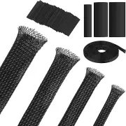 Tatuo 65.6 Ft Expandable Braided Cable Sleeve Multi Size Braided Wire Sleeve wit