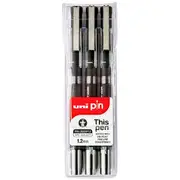 Uni Pin Fineliner 1.2mm Black 3 Pack