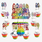 25Pcs Rainbow Girls Cupcake Toppers and Cake Toppers Edible for Adults Birthday Cake Decorations Rainbow Girls Party Supplies.