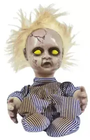 Creepy Doll Blonde Animated Scary Blonde Hair Kicking and Crying