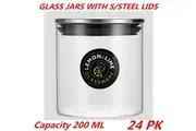 24 x Glass Jar Food Storage Bottle Sealed Cans S/Steel Lid Air Tight Container 200ml