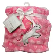 LeBebe Favorite Unicorn Baby Blanket Pink Plush Security Lovey