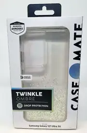 Case-Mate Twinkle Ombre Case for Samsung Galaxy S21 Ultra 5G, Clear