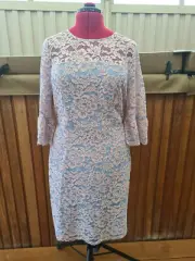 Review RE19DR152 Ladies Waterbury Dress Wedgwood / Blush Size 16 New
