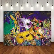 LTLYH 7x5ft Venetian Mardi Gras Decoration Backdrop Carnival Masquerade Photography Backgrounds Mask Colorful Backdrop Party Decoration Banner Studio Props 128