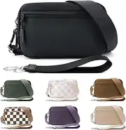 IBEE Dual Wristlet Wallets for Women RFID Blocking Crossbody Wallets Purse with ID Window Large Wristlet Purse Nylon