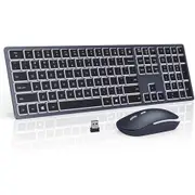 Wireless Keyboard and Mouse Combo 2.4G USB Silent Keyboard Set Rechargeable Full-Size Slim Keyboard & Mouse Set