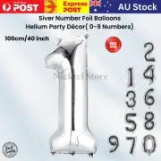 0-9 Silver Self-Inflating Foil Number Balloon 100cm Age BirthdayParty Decoration