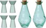 Ceramic Sake Set Glass Sake Set 2 Pcs Sake Dispenser 4 Pcs Sake Drinkware Japanese Sake Pot with Volume Scale for Home Party Sake Drinking Set