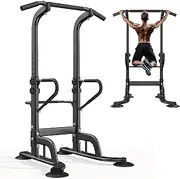 SogesHome Power Tower Adjustable 11 Height Assistive Trainer Dip Station,Pull Up Bar and Dip Stand,Multi-Function Strength Training Fitness Workout Station for Home Gym Fitness Equipment