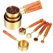Stainless Steel Measuring Cups and Spoons Set, 8 Pcs Gold Premium Measuring C...