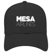 Mesa Airlines Logo Adjustable Black And White Mesh Golf Baseball Cap Hat New