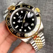 40mm Tandorio Black dial Japan NH34A GMT Automatic Mens Watch Yellow golden case