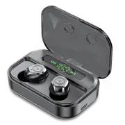 M7S TWS bluetooth 5.0 Digital Display Earphone Wireless Stereo CVC 8.0 Noise Cancelling Gaming Headset with Mic BLACK COLOR