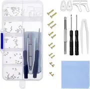 Glasses Repair Kit, Precision Glasses Repairing Screwdriver Eyeglass Nose Pads Replacement Sunglass Cleaning Kits Eyeglass Repair Kit with Tightening Screws, Tweezers for Glasses Watch Repairing
