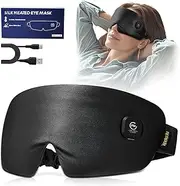 Natural Silk Heated Eye Mask – Adjustable, 20-Min Timer, 4X Use Per Charge Black