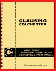 CLAUSING 11" 8000 Series Metal Lathe Owners Operators & Parts Manual 0135