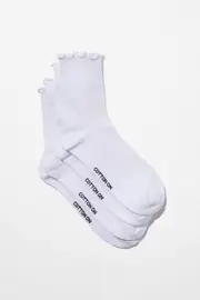 [Rubi] Rubi - The Perfect Pair Frill Rib Crew Sock 2Pk - White OS WHITE